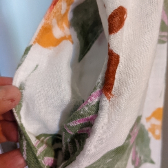 𝅺gap Floral Linen/Cotton Blend Spring Summer Dress Large Tropical Print Dress - Picture 5 of 12